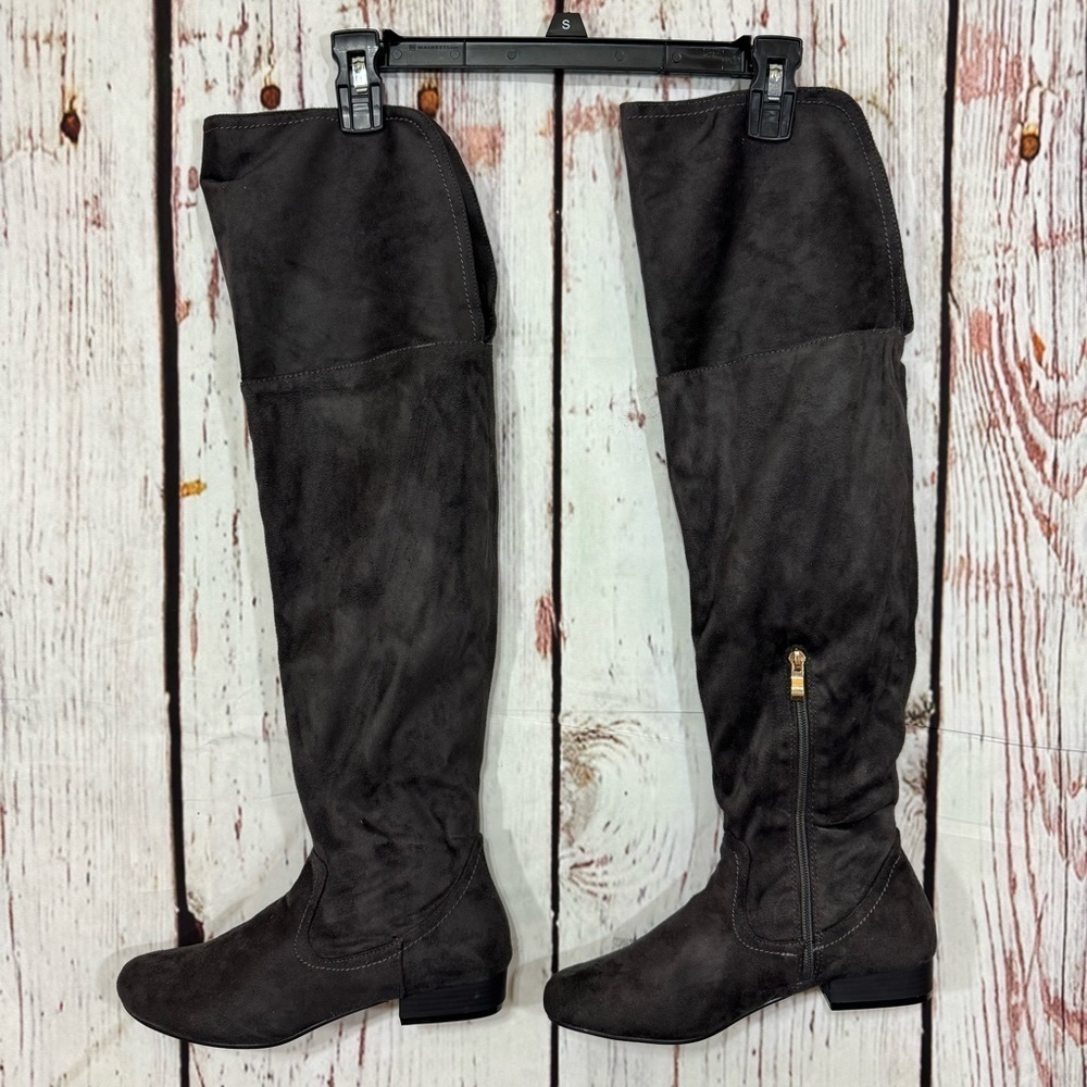 BUCCO microfiber faux suede Dark Grey  Over-the-Knee, Knee High Boots 6.5 GUC